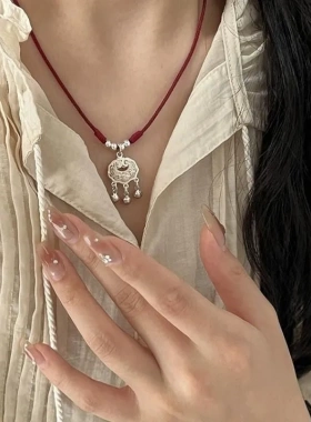 同款中式本命年红绳平安一步一响编绳项链项饰闺蜜款