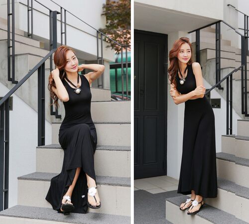 2026春夏新款背心裙打底裙莫代尔连衣裙女宽松拖地长裙沙滩裙大码 - 图0