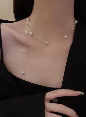 满天星淡水珍珠项链女2023新款轻奢气质高级感锁骨链小众纯银颈链