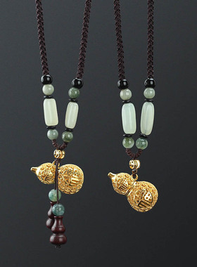 可打开装香丸铜福禄葫芦项链吊坠