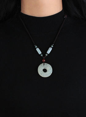 阿富汗玉石招财貔貅大气吊坠项链