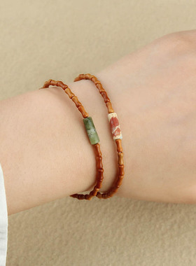 橄榄核竹节手链女巨细简约民族风