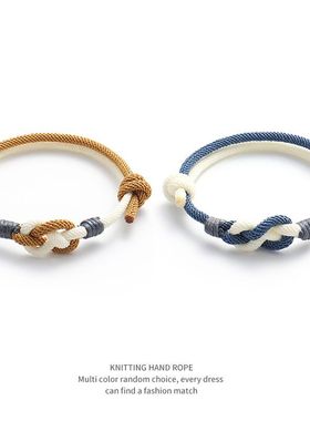 情侣手链ins学生简约高颜值一对小众设计手工编织手绳可调节潮流