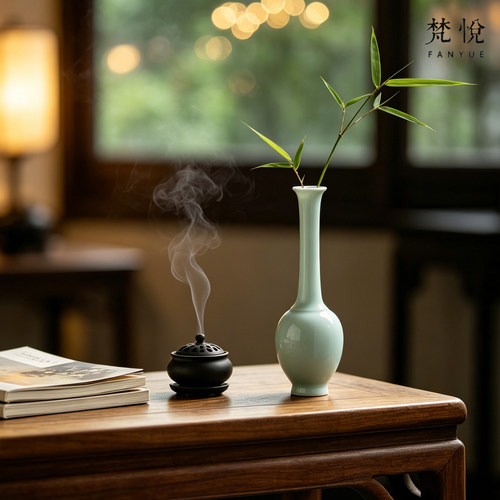 影青宋代美学高级感小花瓶桌面摆件花瓶水培陶瓷花插禅意中式摆件 - 图1