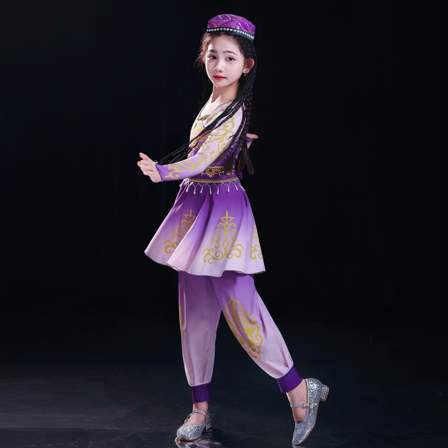 新疆维吾尔族演出服儿童维族古丽裙小兰花铃铛舞新娃哈哈绽放舞蹈,淘宝优惠券,粉丝福利购,淘宝优惠卷