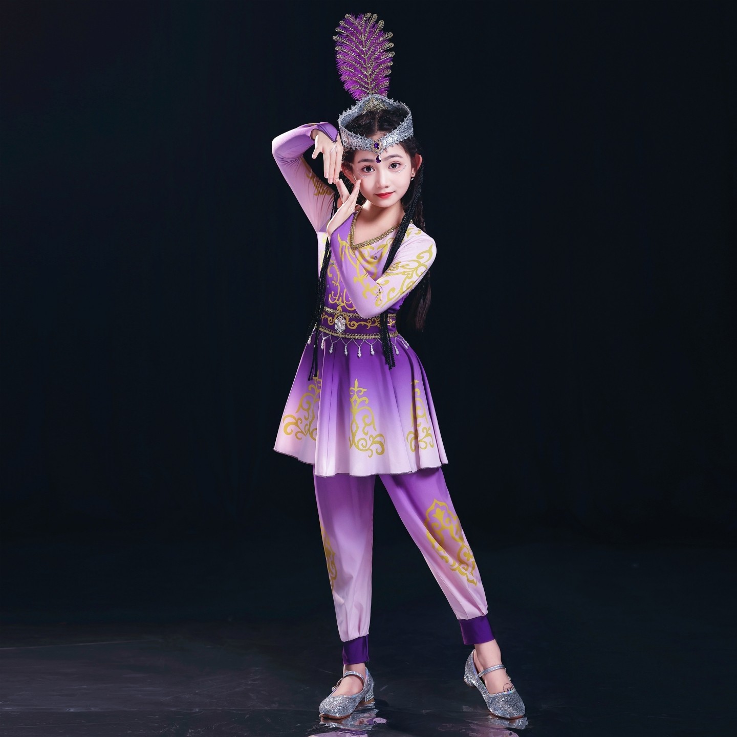 新疆维吾尔族演出服儿童维族古丽裙小兰花铃铛舞新娃哈哈绽放舞蹈,淘宝优惠券,粉丝福利购,淘宝优惠卷