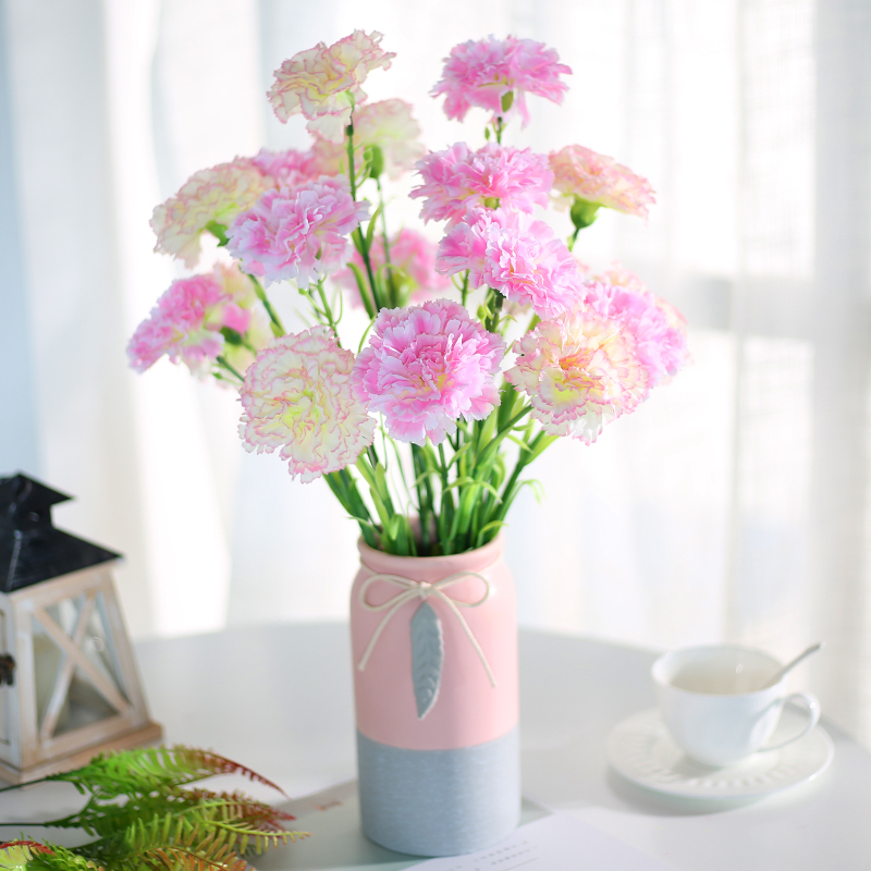 康乃馨仿真花束假花绢花干花艺客厅摆设餐桌摆件装饰花塑料母亲节