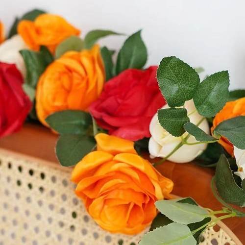 床头仿真花结婚房布置装饰花藤摆花新房卧室沙发婚庆玫瑰假花藤条 - 图3