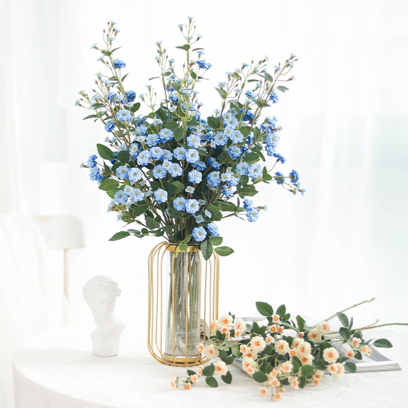 蔷薇花高端仿真花轻奢假花桌面摆件北欧餐桌装饰摆花客厅干花花束 汽车配件biy