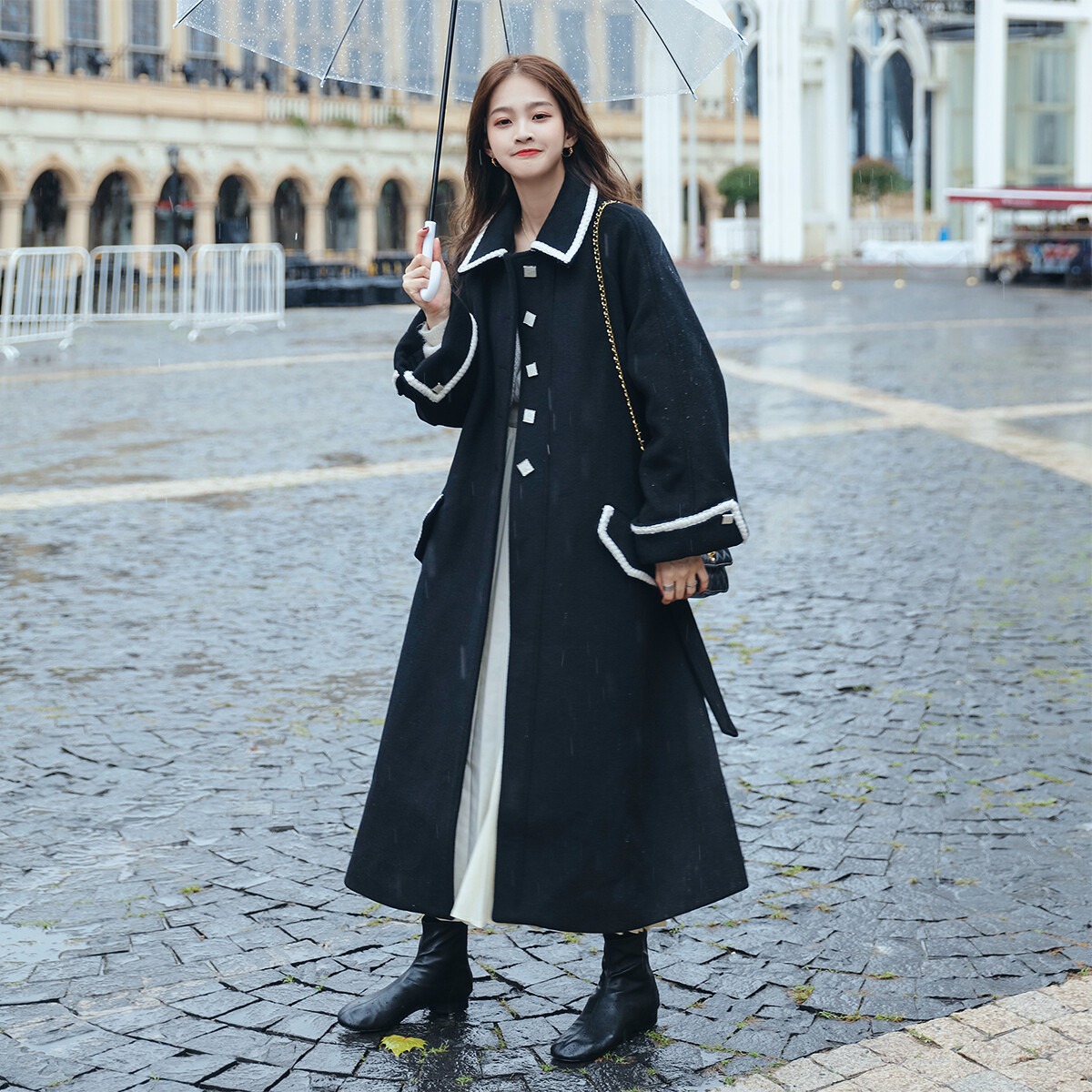 数据好！爆款现货！加厚大衣长款长袖毛呢外套 p175 k248w1951 - 图1