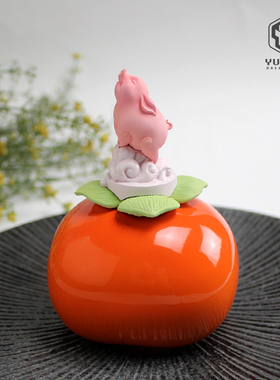 创意柿子摆件事事如意家居装饰