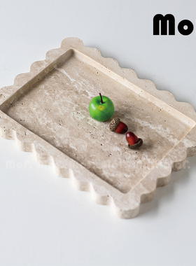 墨非 现代复古米黄洞石艺术托盘 餐厅客厅样板间民宿酒店居家饰品