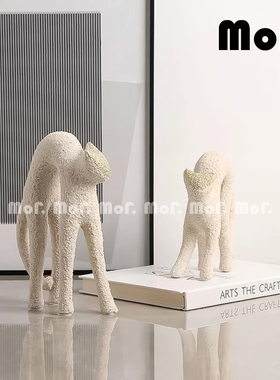 墨非 诧寂风现代砂岩金面猫艺术摆件 样板房居家客厅酒店软装布置