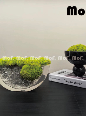 墨非 永生苔藓大理石盆栽桌面摆件样板房售楼处办公室茶室软装