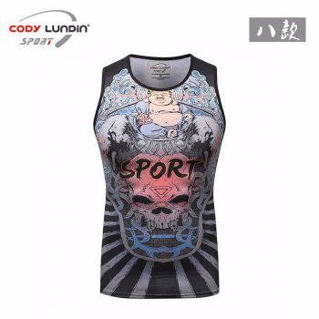 ກິລາຜູ້ຊາຍ Vest Fitness Tights Compression Clothing Running Training Printed Sweat-wicking Vest Factory.