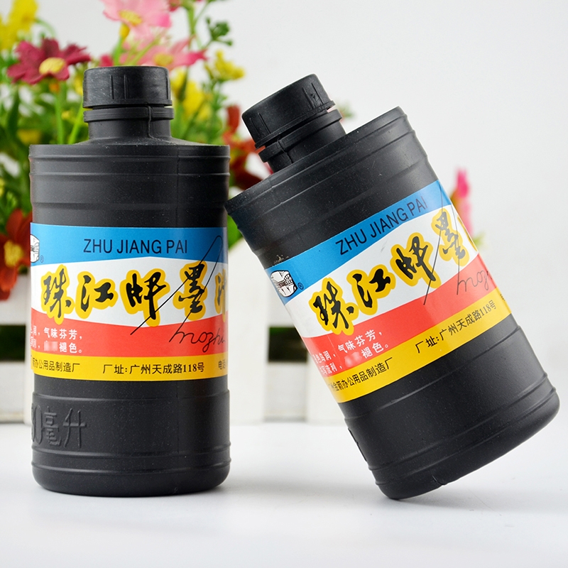 珠江牌墨汁国画毛笔书法专用大瓶木工工地用墨斗划线墨汁墨水 - 图0