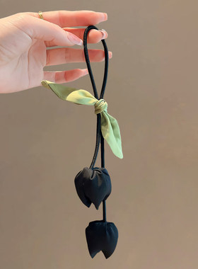 玫瑰花发圈高端头绳头花侧边麻花辫点缀发饰花朵头饰发绳海边配饰