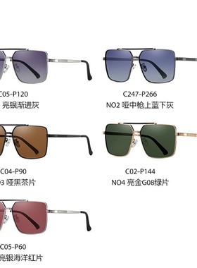 偏光方框时尚男双梁太阳镜