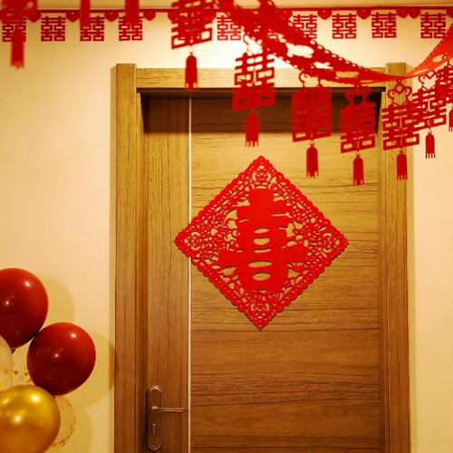 包邮婚礼纪女方专用婚房装饰布置无纺布单喜字结婚庆喜字窗花剪纸 - 图2