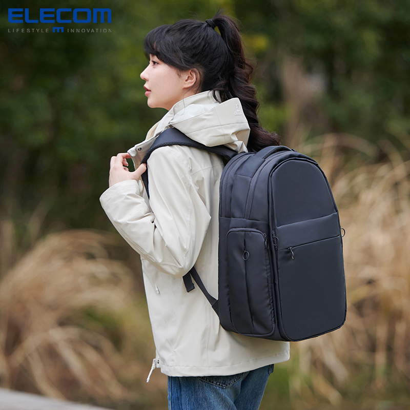 elecom多功能透明痛学生旅行电脑包 elecom宜丽客双肩背包