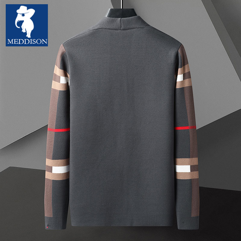 Meddison男士商务休闲针织开衫纯色简约薄款抗皱抗起球通勤上衣 - 图1