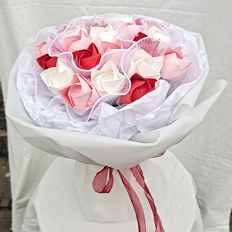 21朵川崎玫瑰折纸花束材料包/手工玫瑰花束diy材料包自制/纸花束-图2