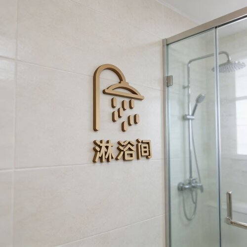 创意淋浴间标识洗浴间门牌 酒店会所宾馆淋浴间标识提示牌定制 - 图0