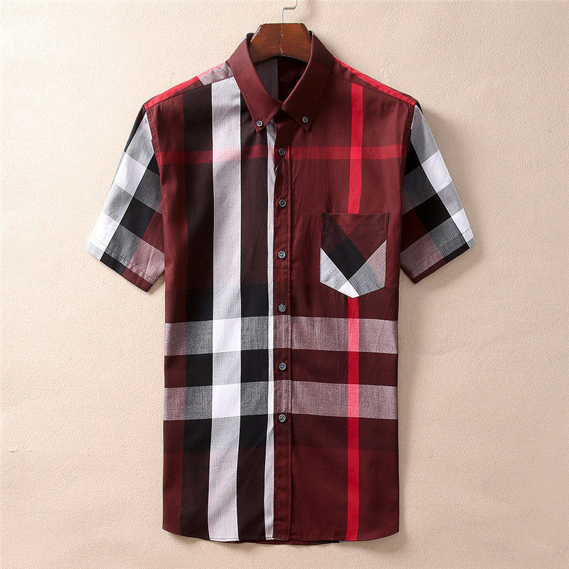 欧巴宝莉安娜夏季短袖格子男衬衫 恒源祥云祥店衬衫