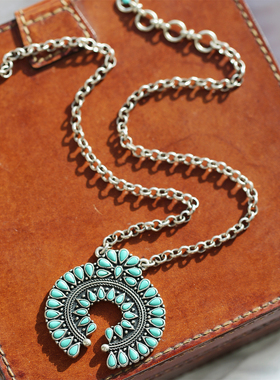 vintage复古做旧度假风吊坠项链