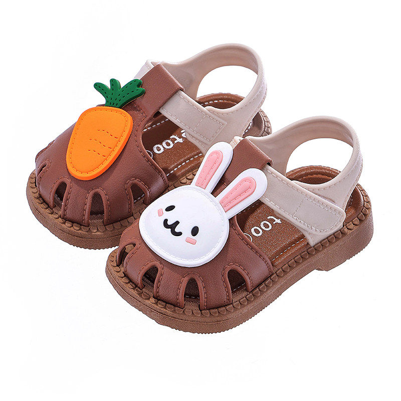 夏季新款女童包头凉鞋软底防滑魔术贴卡通兔子可爱宝宝学步鞋,淘宝优惠券,粉丝福利购,淘宝优惠卷