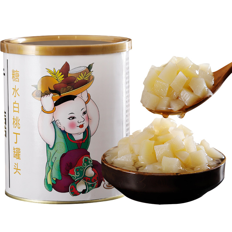 广禧糖水白桃丁罐头850g 即食水果茶烘焙饮品奶茶连锁店专用原料,淘宝优惠券,粉丝福利购,淘宝优惠卷