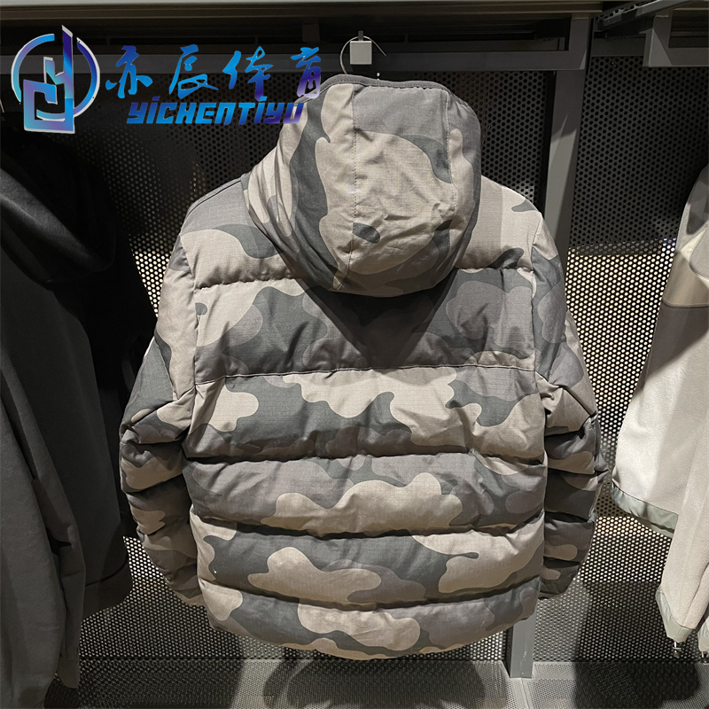 耐克棉服男2022冬季新款迷彩棉衣运动连帽保暖外套DQ4936-254-072