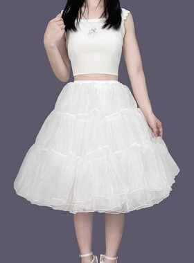 lolita裙撑无骨软纱中长款日常暴力撑衬裙延长撑洛丽塔汉服撑60CM