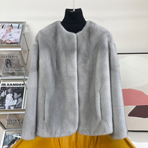 2023 Winter new imported Goose Down Mink Leather Big Coat Women Whole Mink Young Fashion Short Water Mink Fur Straw Jacket