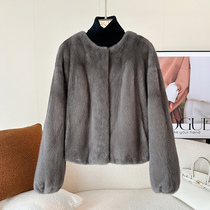 Imported purple Peuke Goose Down Grade Water Mink Fur Coats Women Mink Fur Coats Women Whole Mink Fur Coats V Collar Short