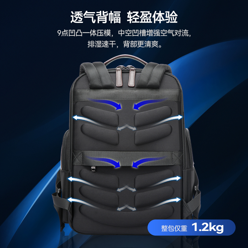 BOPAI博牌休闲旅行功能双肩包15寸电脑包男士商务时尚多口袋背包 - 图2