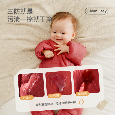童泰婴儿羽绒连体衣冬季宝宝轻薄款鸭绒服哈衣儿童外出连帽爬服