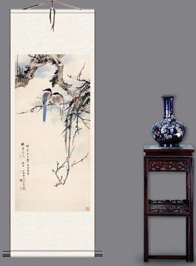 梨花双燕图丝绸画客厅古典成品