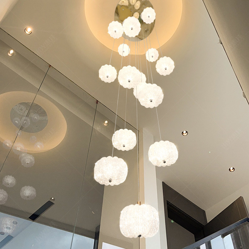 挑高别墅复式楼梯长吊灯挑空loft公寓客厅灯轻奢法式奶油风灯具,淘宝优惠券,粉丝福利购,淘宝优惠卷