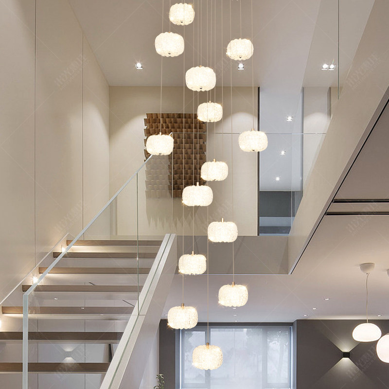 挑高别墅复式楼梯长吊灯挑空loft公寓客厅灯轻奢法式奶油风灯具,淘宝优惠券,粉丝福利购,淘宝优惠卷