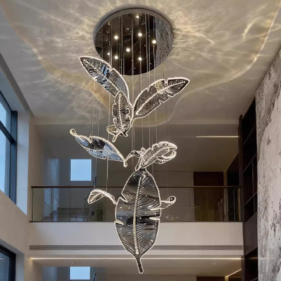 Villa living room overhead chandelier K9 crystal high-end feel