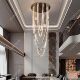Self-built house luxury stair light duplex floor large chandelier light luxury grand villa empty living room light creative streamer light