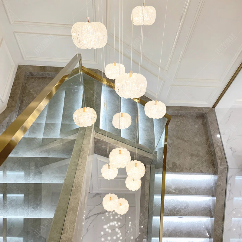 挑高别墅复式楼梯长吊灯挑空loft公寓客厅灯轻奢法式奶油风灯具,淘宝优惠券,粉丝福利购,淘宝优惠卷