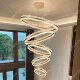 Large chandelier in the duplex building, main light in the empty hall of the villa