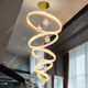 Large chandelier for duplex floor in open living room of villa