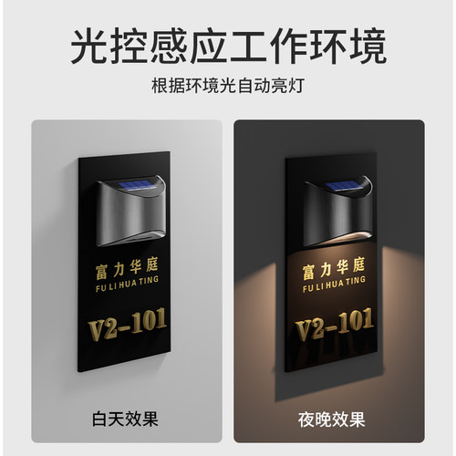 免布线太阳能发光门牌号别墅庭院防水户外灯牌露营免接电门挂牌 - 图3