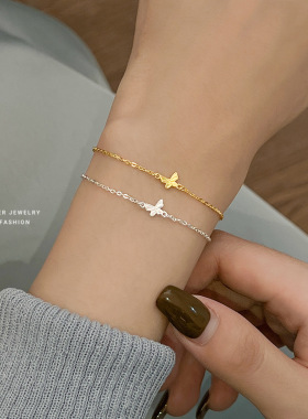 蝴蝶手链女s999纯银精致优雅简约