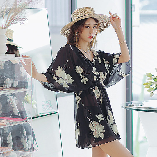 大码泳衣遮肉胖mm三件套女士2025新款爆款遮肚子分体带罩衫泡温泉