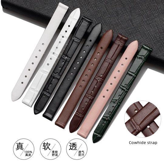 小绿表手表带真牛皮玫瑰原装米兰钢带小绿表防水真皮表带rose