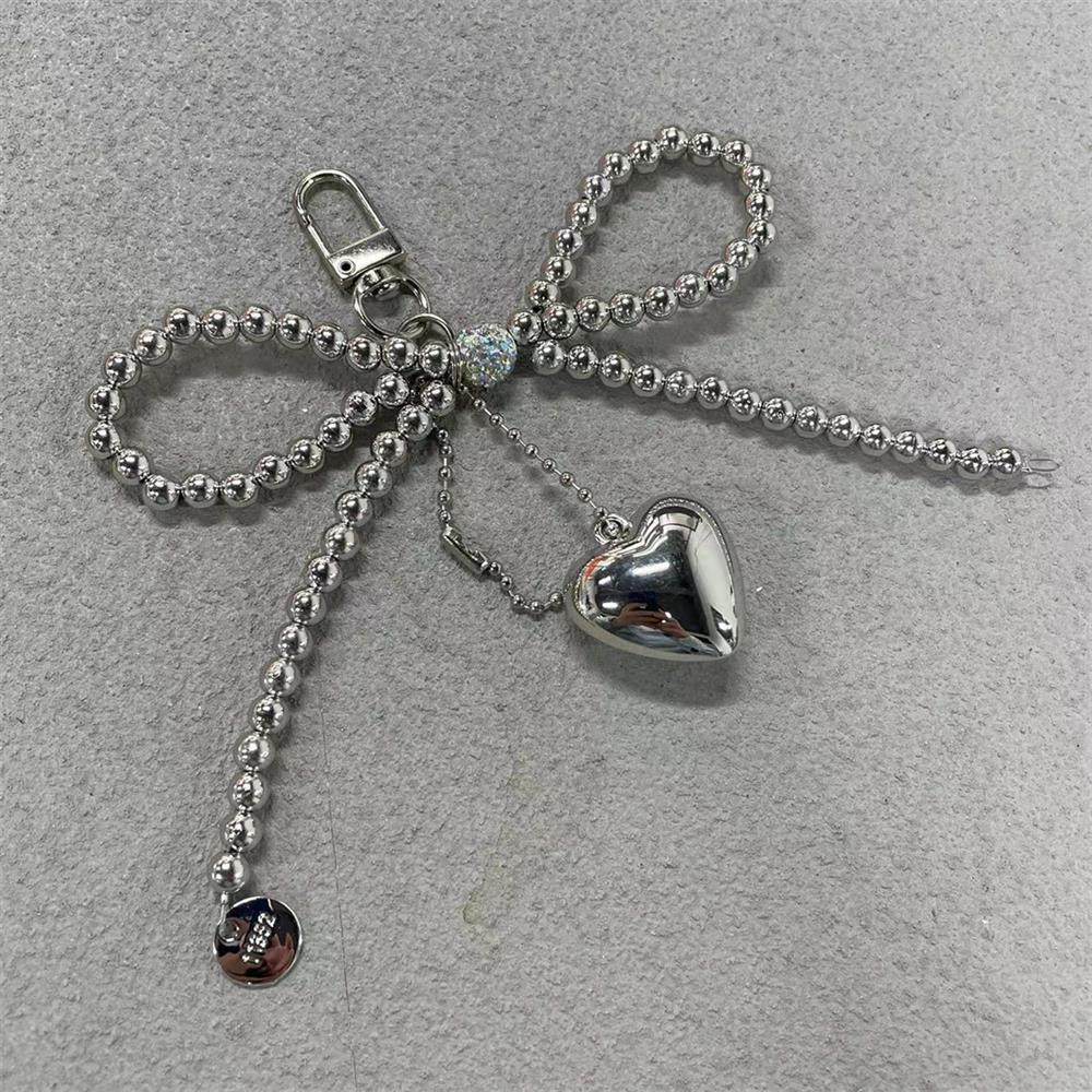 韩国ins银色蝴蝶结银爱心吊坠吊饰钥匙挂饰耳机包挂件小众设计diy,淘宝优惠券,粉丝福利购,淘宝优惠卷